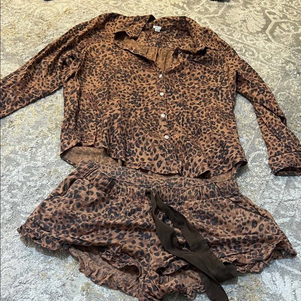 Aerie Leopard Print Pajama Set
